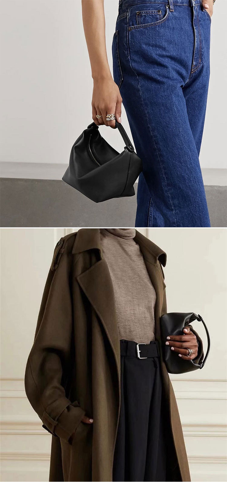 Pure Original The * Row High-End-Hauptschicht aus Rindsleder, minimalistische Lunchbox-Tasche, Mini-Handtasche aus echtem Leder für Mädchen_voghion.com