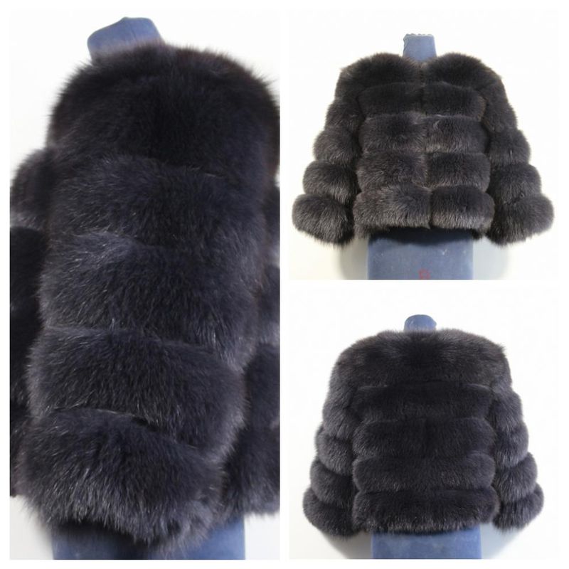 Luxury Fox Fur Coat Women's Winter Fashion Outerwear Short Jacket With Natural Fox Fur Trim, Elegant And Warm, Multiple Colors Available_voghion.com