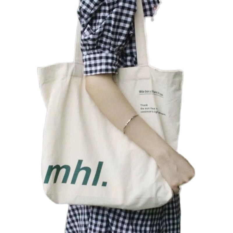 Bolsa casual INS Literária Simples Grande Capacidade Estilo Coreano Bolsa de Ombro Único de Lona para Mulheres Estudante Chique_voghion.com