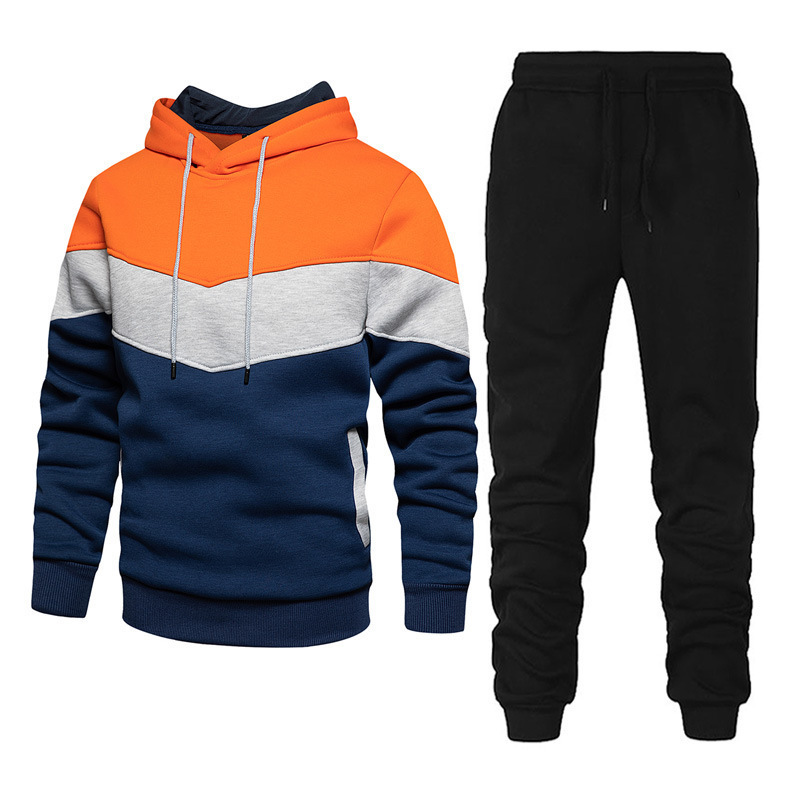 New splicing men's and women's leisure solid color splicing Sportswear running outdoor fashion two-piece set_voghion.com