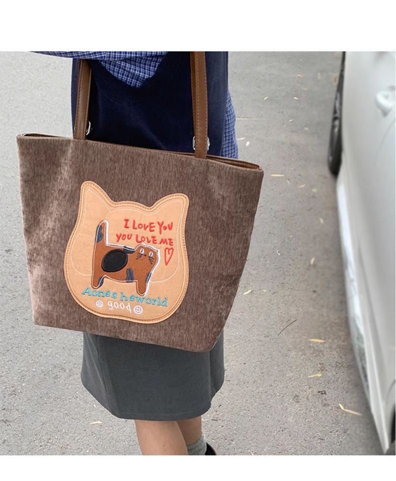 2025 Autumn New Trend College Wind Cookie Cat Double Handbag Korean Version Of The Large-capacity Shoulder Women's Backpack Fashionable Leisure Daily_voghion.com