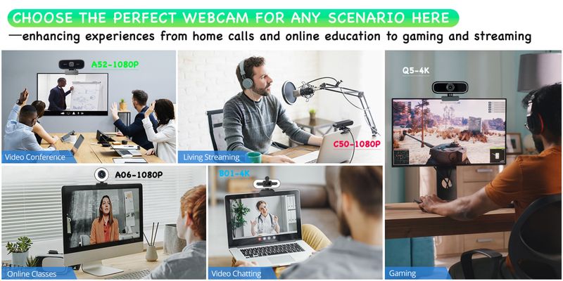 Webcam USB EXHQDR UHD 4K, nuovo modello aggiornato con obiettivo grandangolare da 120° e messa a fuoco manuale. Questo computer plug-and-play_voghion.com