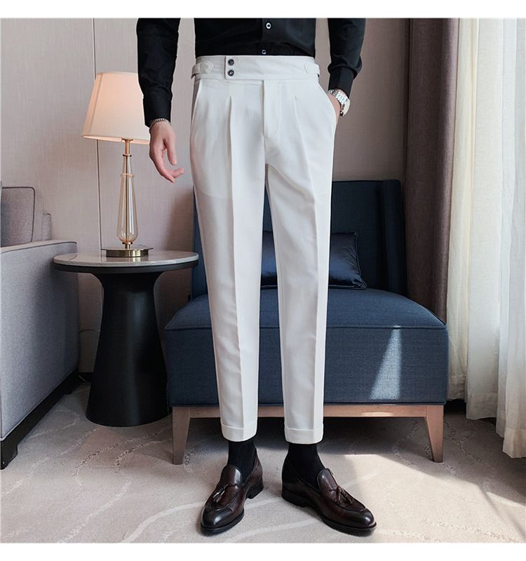 New Neapolitan Drape High Waist Men's Casual Pants Trendy Trousers_voghion.com