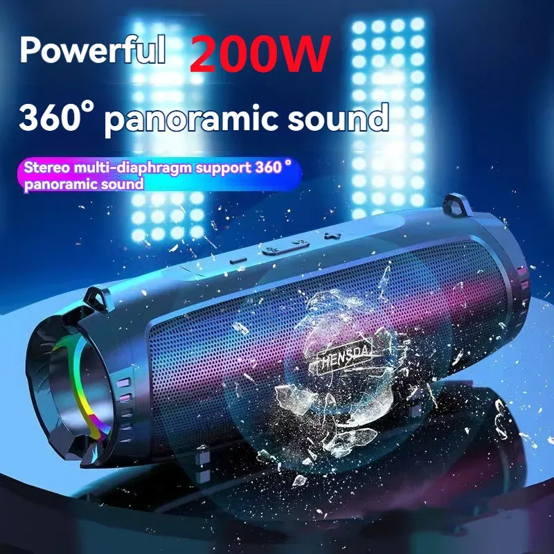 200W Hochleistungs-Bluetooth-Lautsprecher, kabellose Soundbox, tragbarer Subwoofer für den Außenbereich, wasserdichter PC-Säulen-Musik-Player mit FM_voghion.com