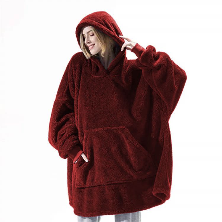 Loose Double Sided Fleece Blanket Couple Style Parent Child Wear Home Clothes_voghion.com