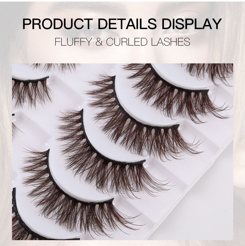 10-Pair Brown False Eyelashes Set, Novel Cosplay & Stage Design, 3D Natural Look_voghion.com