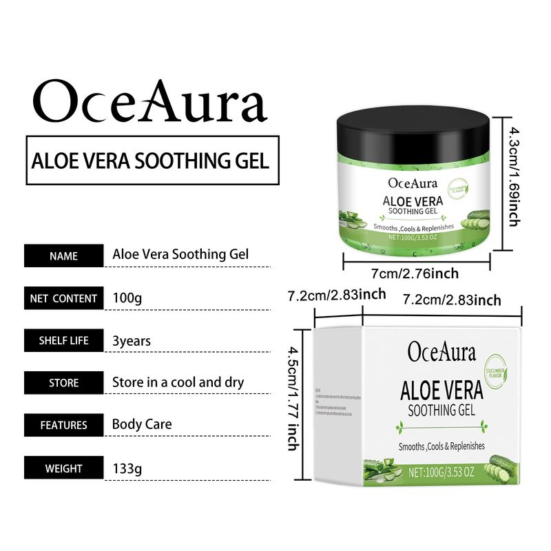 OceAura Aloe Vera Cucumber Gel, Moisturizing And Cooling Body Care Moisturizing And Refreshing Skin Aloe Vera Gel_voghion.com