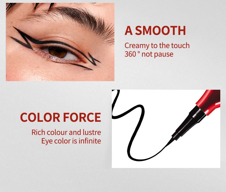 Combinaison de fard à paupières et d'eye-liner exclusif O'CHEAL Red Feather Eyeliner imperméable et résistant à la transpiration Eyeliner ultra fin sans bavures_voghion.com