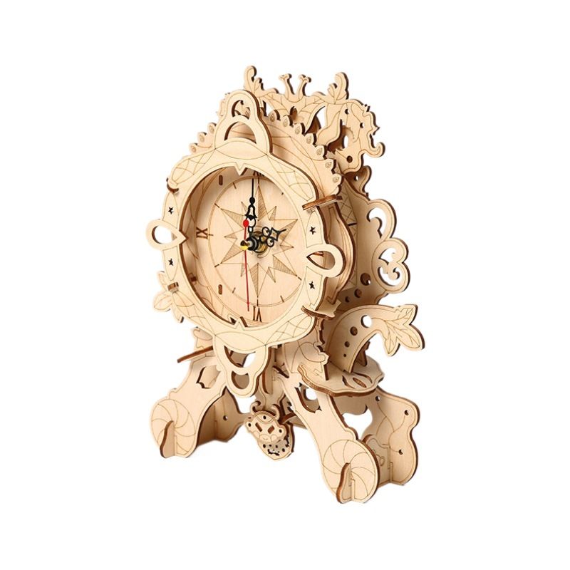 Nieuwe DIY retro stoel klok houten 3D driedimensionale puzzel puzzel decompressie en montage speelgoed creatieve handwerk ornament_voghion.com