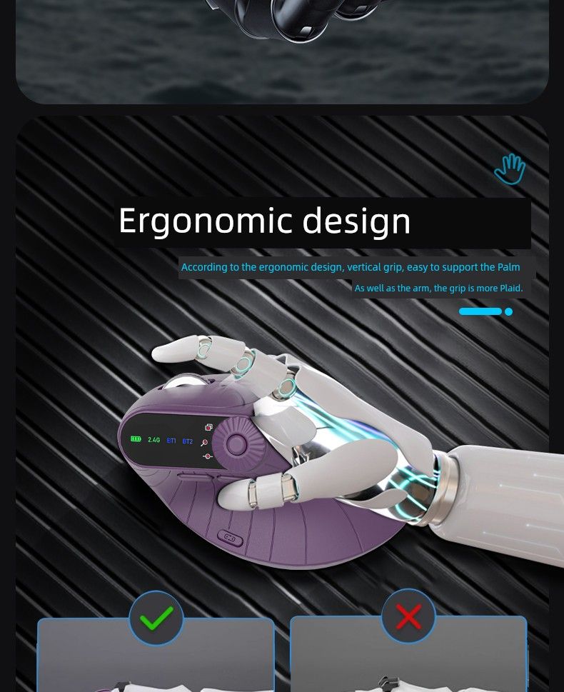 Mobile Phone Tablet Desktop Computer Rechargeable Ergonomic Vertical Office Multi-Function Mouse_voghion.com