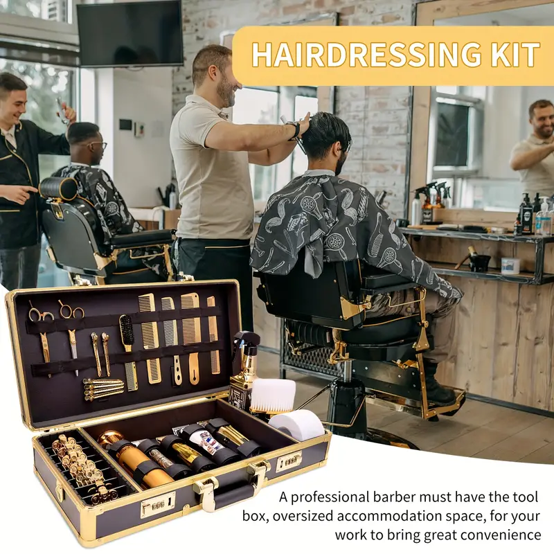 Tragbare Friseurwerkzeug-Aufbewahrungsbox aus Aluminiumlegierung, multifunktionale Aufbewahrungsbox für Haarstyling-Werkzeuge mit Passwortsperre_voghion.com
