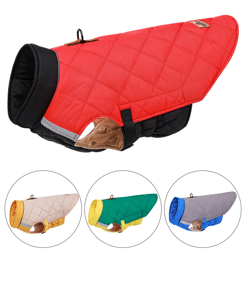 New autumn and winter dog clothes warm reflective dog clothes thick cotton vest dog cotton coat pet clothes_voghion.com