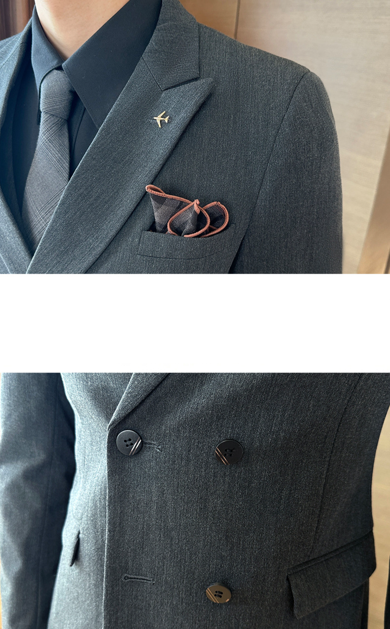 Roupas masculinas Ternos masculinos Ternos de negócios Ternos pretos de alta qualidade com abotoamento duplo Ternos de casamento masculinos Outono e inverno Novos estilos_voghion.com