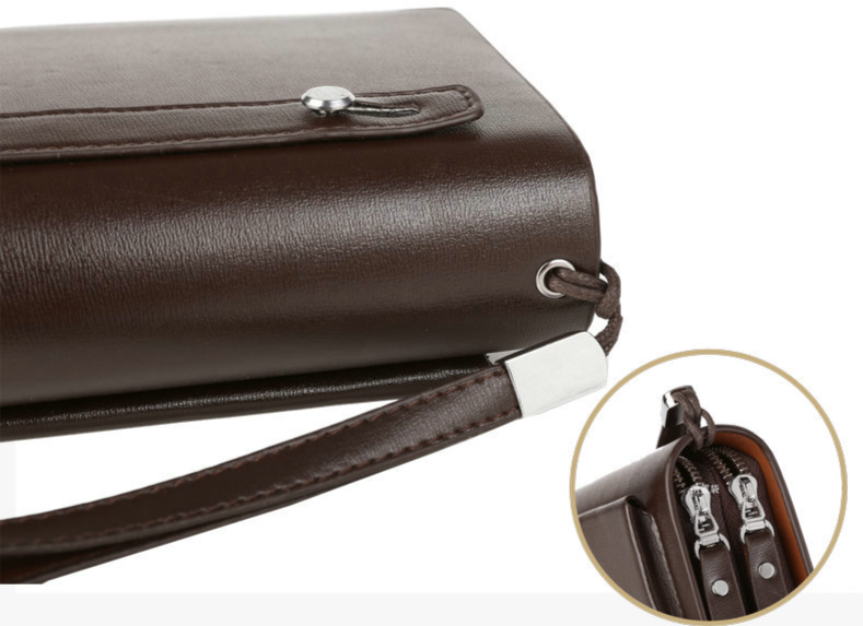 Pánské tašky pánská kabelka, dvojitý zip, psací taška, pánská business casual, velkokapacitní psací taška, pánská kabelka na zápěstí_voghion.com