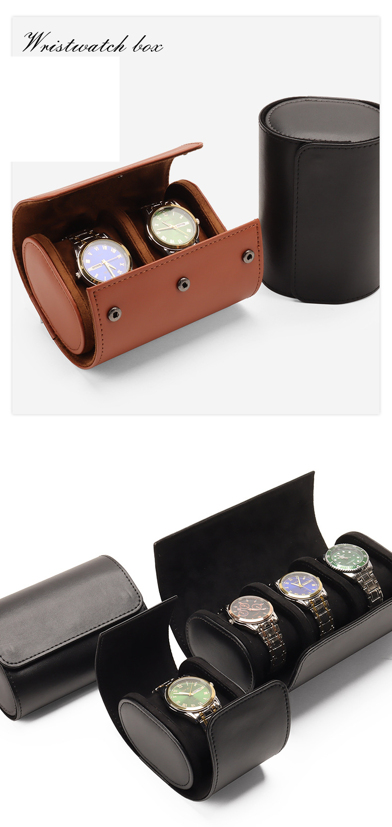 Uhrenbox Clamshell-Uhrenetui zur Handgelenkaufbewahrung Tragbare Reise-Uhrentasche Schutz für mechanische Uhren Staubdichte Uhrentasche aus Leder_voghion.com