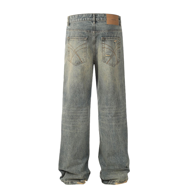 Męska odzież Street High Street Oversize Podarte Retro Zniszczone Uniseks Jeansy_voghion.com