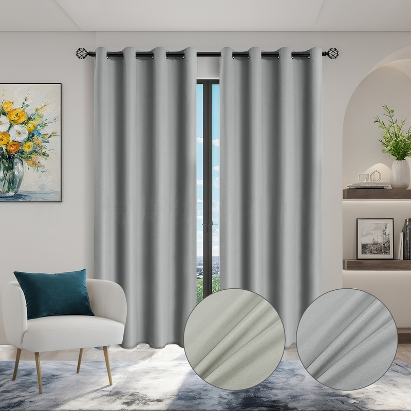 Cortinas térmicas blackout premium - 100% de bloqueio de luz com isolamento térmico (painéis de janela com proteção solar de cor sólida)_voghion.com