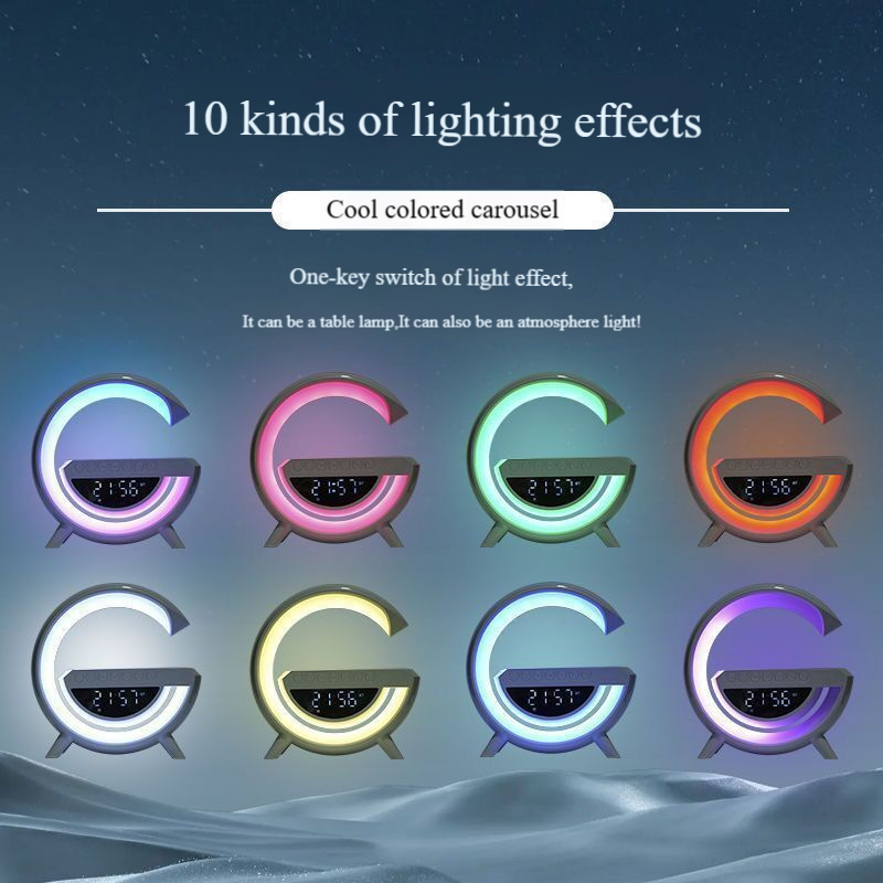 BigG Bluetooth Speaker With RGB Lights - Wireless Charging, Alarm Clock & Night Light, Multi-Functional Desktop Speaker_voghion.com