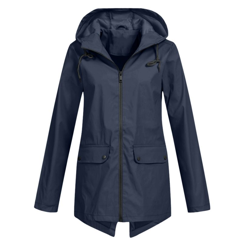 Leichte, wasserdichte Regenjacke mit Kapuze für Damen – Winddichter Outdoor-Mantel, atmungsaktives Polyester, Reißverschluss, Slim Fit (S-XXXL)_voghion.com
