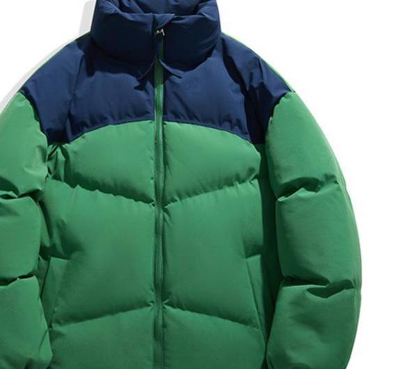 Streetwear Men's Padded Coat – Color Block Quilted Jacket With Stand Collar (M-4XL, Black/Beige/Green/Olive, Polyester Shell & Lining)_voghion.com