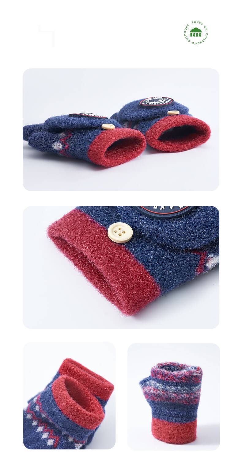 Guanti invernali per mamma e bambino, per bambini e bambine - Guanti in morbida maglia con dita e copertura ribaltabile, caldi e comodi per la scuola e i giochi all'aperto (taglia unica)_voghion.com