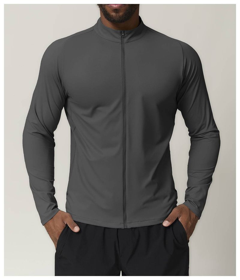 SwayneMen's Stand-up Collar Sports Fitness Jacket, Solid Color Outdoor Casual Home Commuting Warm Sweatshirt 1052_voghion.com