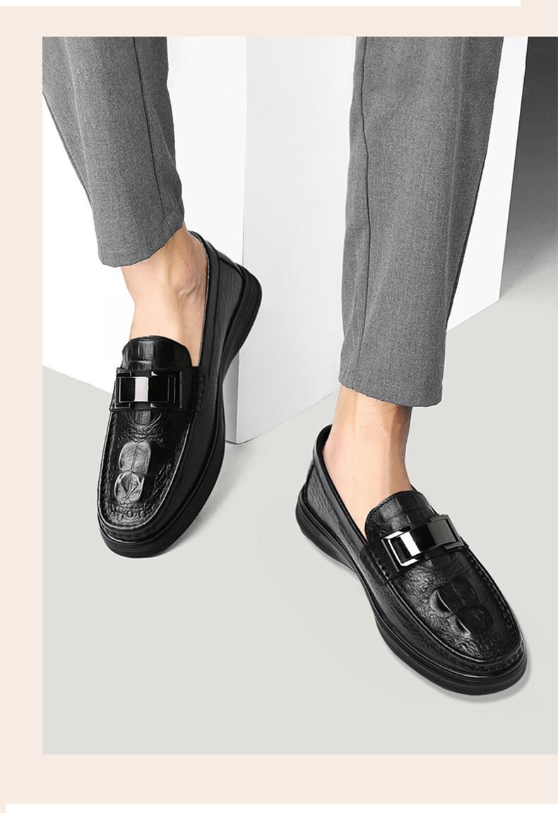 Mütze mit Krokodilmuster, lässige Herren-Lederschuhe, Plateau-Herrenschuhe aus echtem Leder_voghion.com