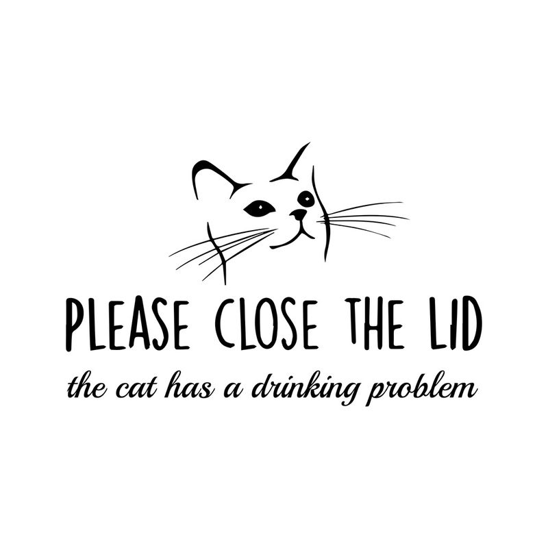 Por favor cierre la tapa CH81157 Adhesivo de pared para inodoro de gato_voghion.com