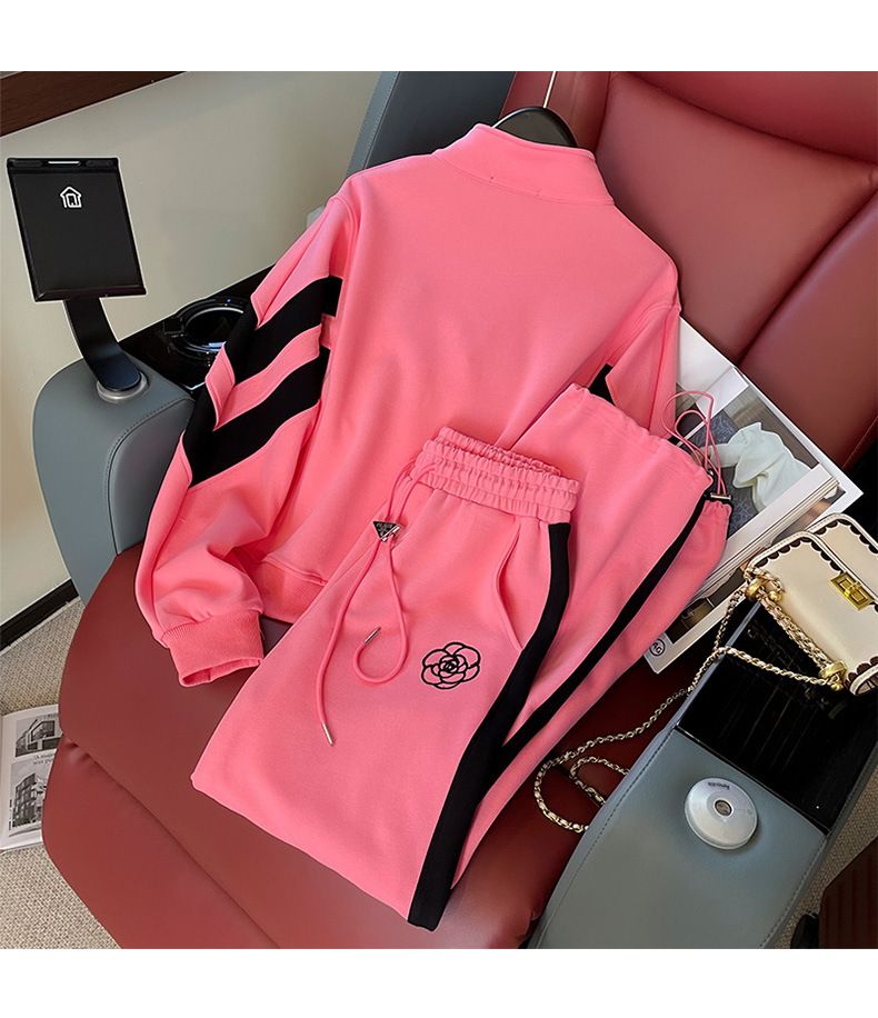Costume de sport casual pentru femei, plush, toamna și iarna, stil coreean nou, modă, reducere a vârstei, pulover, costum din două piese_voghion.com
