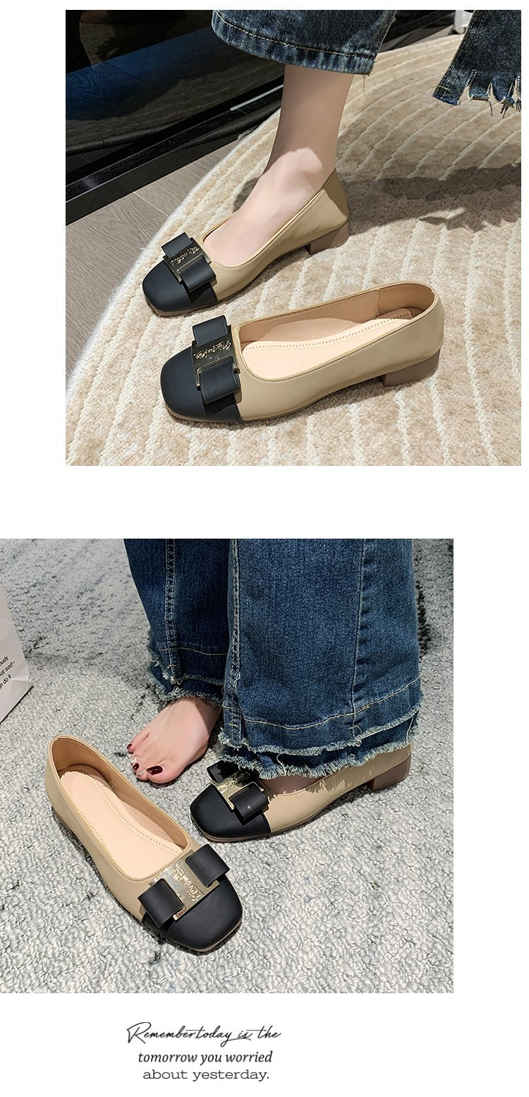 Thick Heeled Round Toed Single Shoes Women S Spring And Summer New Temperament Color Matching Shallow Mouth French Low Soft Soled_voghion.com