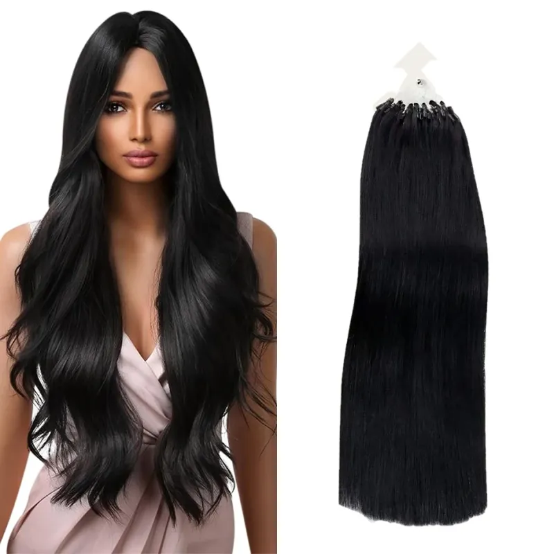 Estensioni per capelli Fish Line Micro Ring Loop Remy Human Hair Lisci Naturali Perline 1g/Strand 50g Per donne_voghion.com