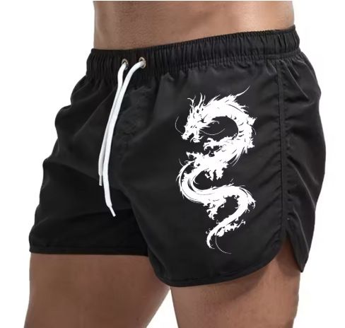 Men's Quick-Dry Polyester Beach Shorts With Dragon Print - Lightweight, Breathable Stylish For Summer Sports & Casual Wear (Multiple Colors & )_voghion.com