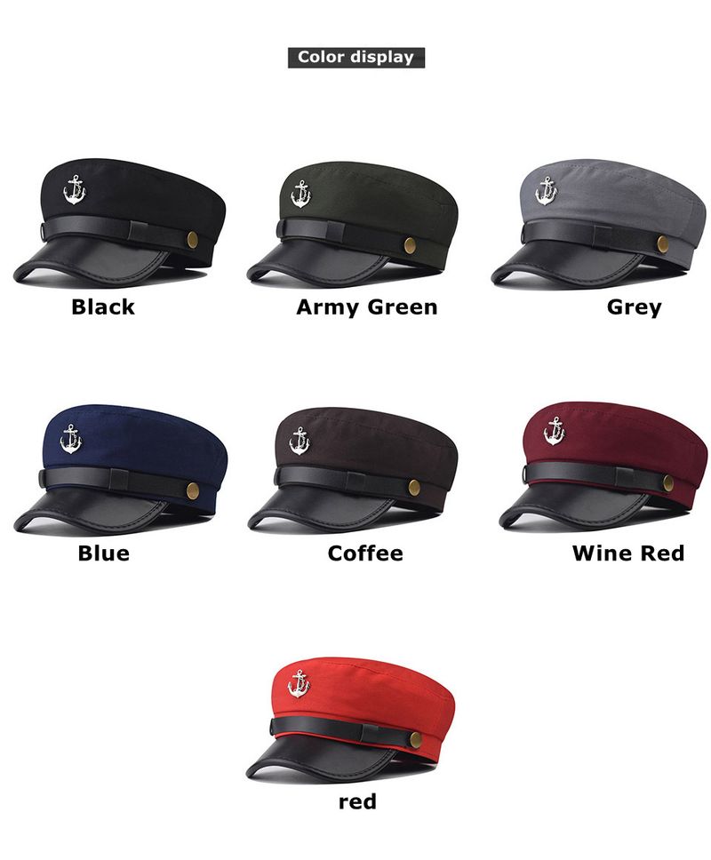 Militärhut mit Ankermotiv, vielseitige Baskenmütze mit Persönlichkeit, dünner britischer Modehut für Damen im Frühling_voghion.com