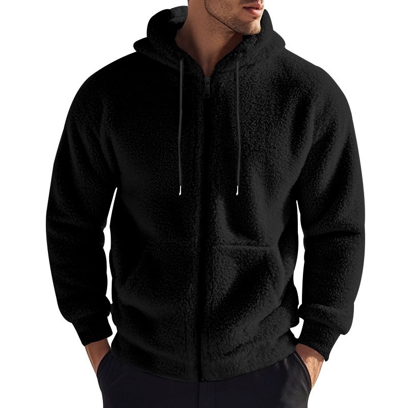 Felpa con cappuccio in pile morbido e soffice da uomo, a maniche lunghe, con cerniera completa, giacca invernale con cappuccio, giacca da uomo per il freddo_voghion.com