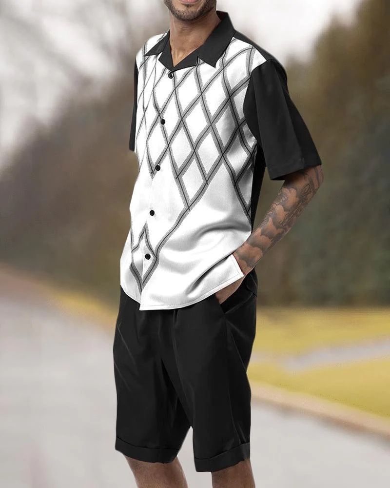 Herrenbekleidung Herren Hawaiihemd Code 3D-gedruckte Shorts Hemd Anzug Sommer_voghion.com