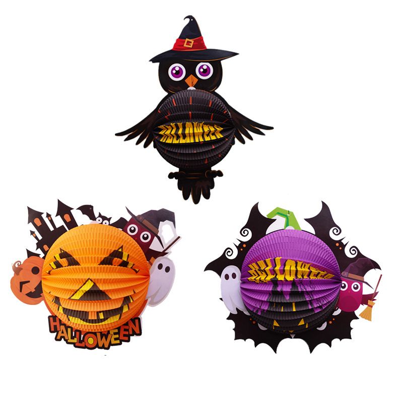 Forniture per decorazioni di Halloween, oggetti di scena, allestimento di scene, fantasmi, streghe, ragni, decorazioni sospese, zucche, lanterne di carta_voghion.com