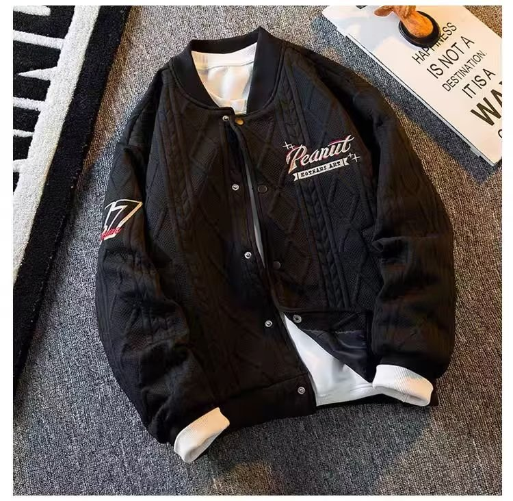 Men's Clothing Double layer baseball uniform men's spring coat men's spring and autumn embroidered loose cardigan jacket trendy brand storm jacket_voghion.com