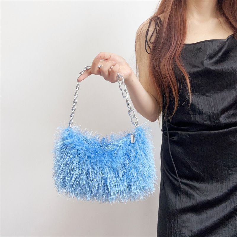 Plüschhandtaschen, Pelz-Unterarmtaschen, Schultertaschen, Kettentaschen, Abendtaschen_voghion.com