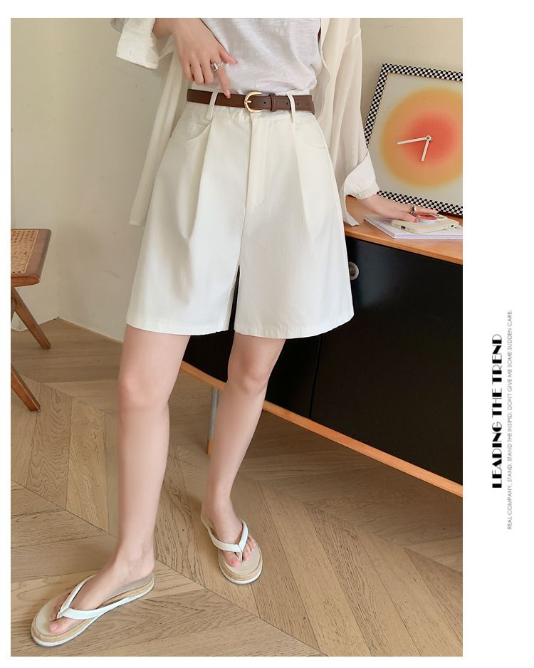 Dameskleding Losse en casual wijde A-lijn shorts Hoge taille Kleine maten werkshorts_voghion.com