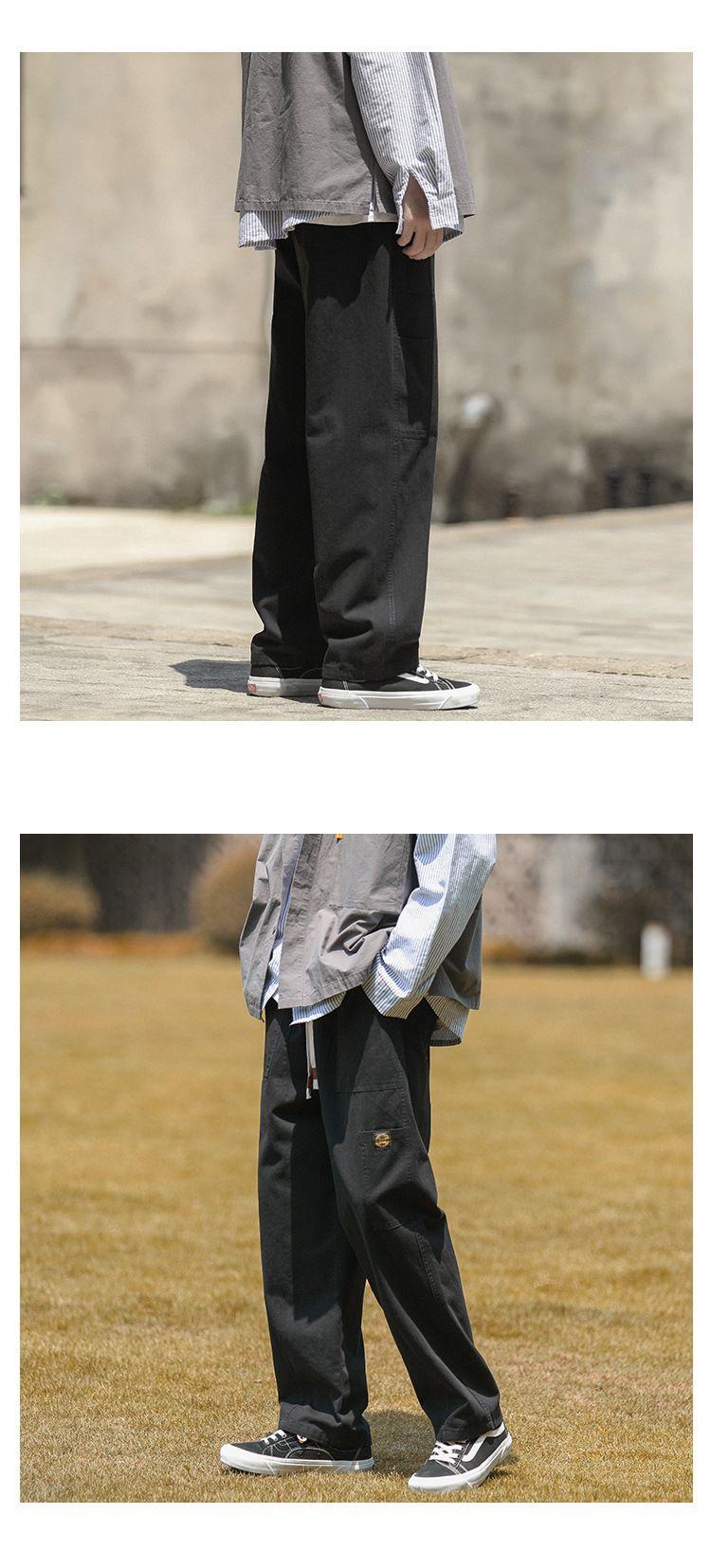Cityboy Arbeitskleidung für Herren im Herbst, übergroße, lockere Passform, mit lässigem Stil und geradem Bein, Freizeithose_voghion.com