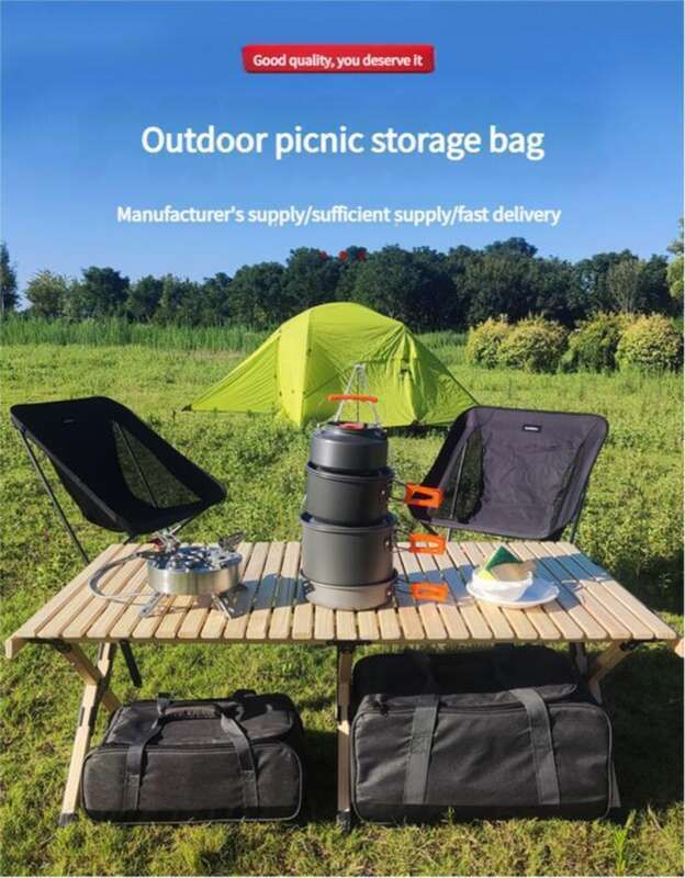 Picknicktasche für Camping im Freien, Herdkopf, Herd, Kochgeschirrset, selbstfahrende tragbare Aufbewahrungstasche für Besteck_voghion.com