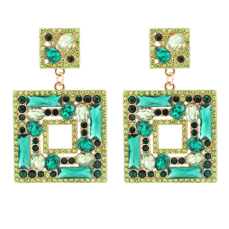 Orecchini grandi con piastra, orecchini quadrati con diamanti, orecchini di gioielli di moda alla moda INS_voghion.com