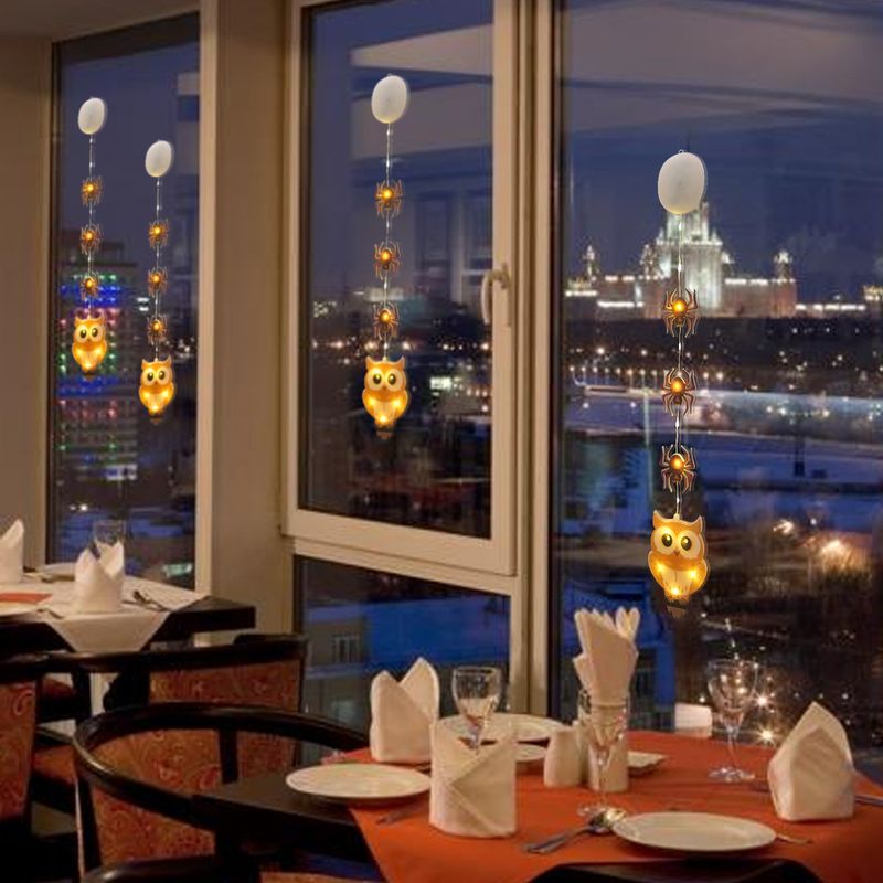 Luci di Halloween spettrali con decorazioni a forma di zucca, teschio, gufo e ragno - Illuminazione a LED per feste al chiuso, per stanze di fuga in stile casa stregata_voghion.com