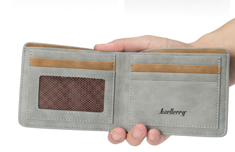 Men's wallet short student retro frosted two fold vertical new wallet_voghion.com