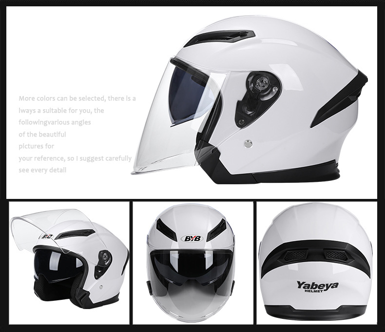 özel motosiklet kaskı elektrikli araç aküsü araba kaskı yetişkin erkek ve kadın yarım kask güneş koruması çift lensli kask_voghion.com