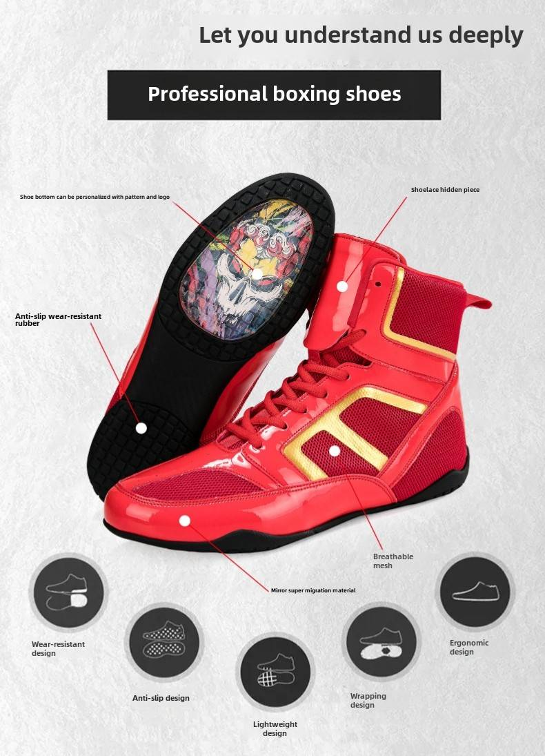 Zapatos de boxeo antideslizantes y anticaídas para hombres y mujeres de gran tamaño, zapatos de lucha para entrenamiento de lucha, zapatos de lucha Sanda ligeros, resistentes al desgaste y antideslizantes._voghion.com