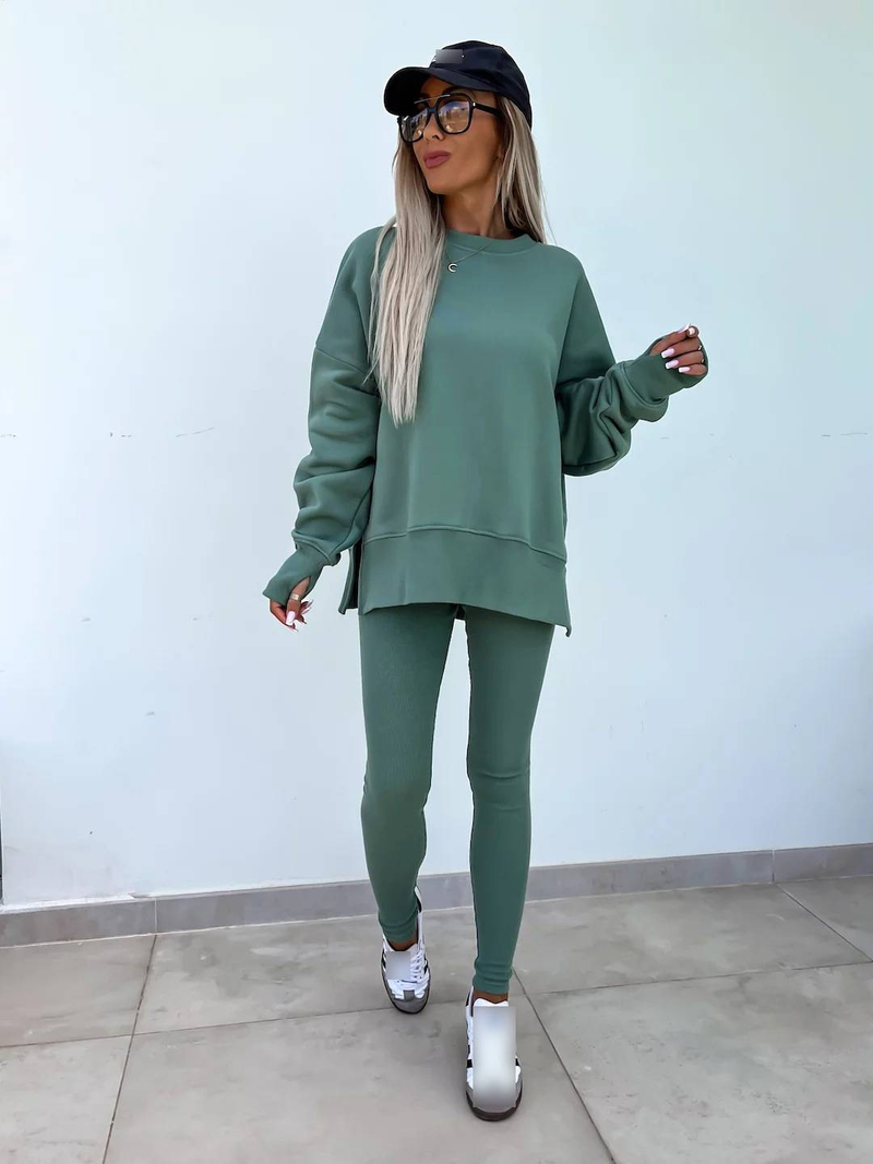 Abbigliamento da donna Autunno e inverno Tinta unita Maglione a maniche lunghe Giacca casual Tuta sportiva_voghion.com