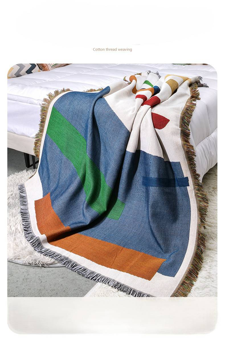 Camping Blanket Moisture Proof Picnic Mat Jacquard Tapestry Ins Style Sofa Towel Line Blanket Multifunctional Sofa Blanket_voghion.com