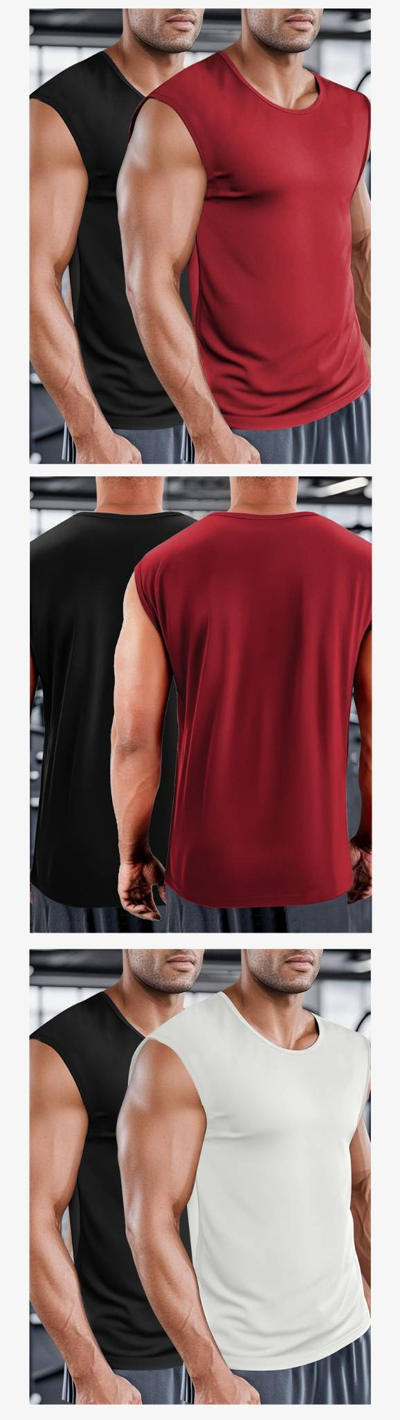 Summer Männer Sport Fitness Quick-dréchen Vest breathable Sleeveless Undershirt Zwee Stécker_voghion.com