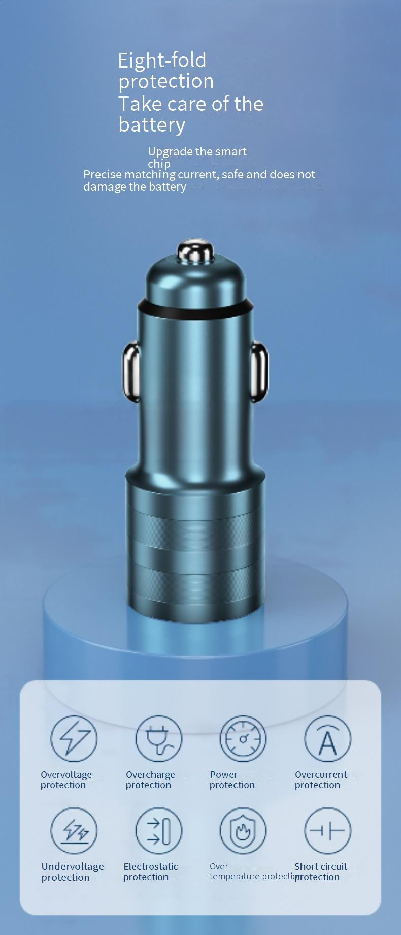 Car Chargers 100W Car Charger Super Fast Charging Head PD30W Car Charger USB Typec Dual Port One To Two Conversion Plug_voghion.com